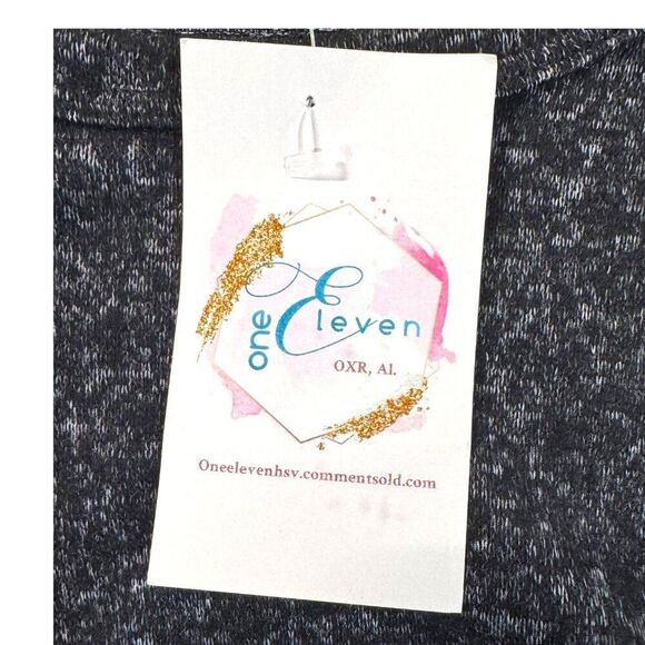 Byron Bay Small Long Sleeve Heathered Navy Blue Dress High-Low Hem Elastic Waist - Picture 4 of 6